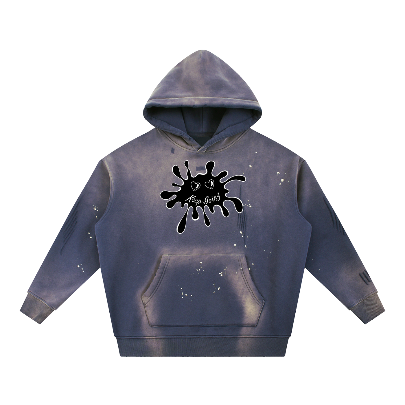 Vintage Washed Frayed Fleece Hoodie