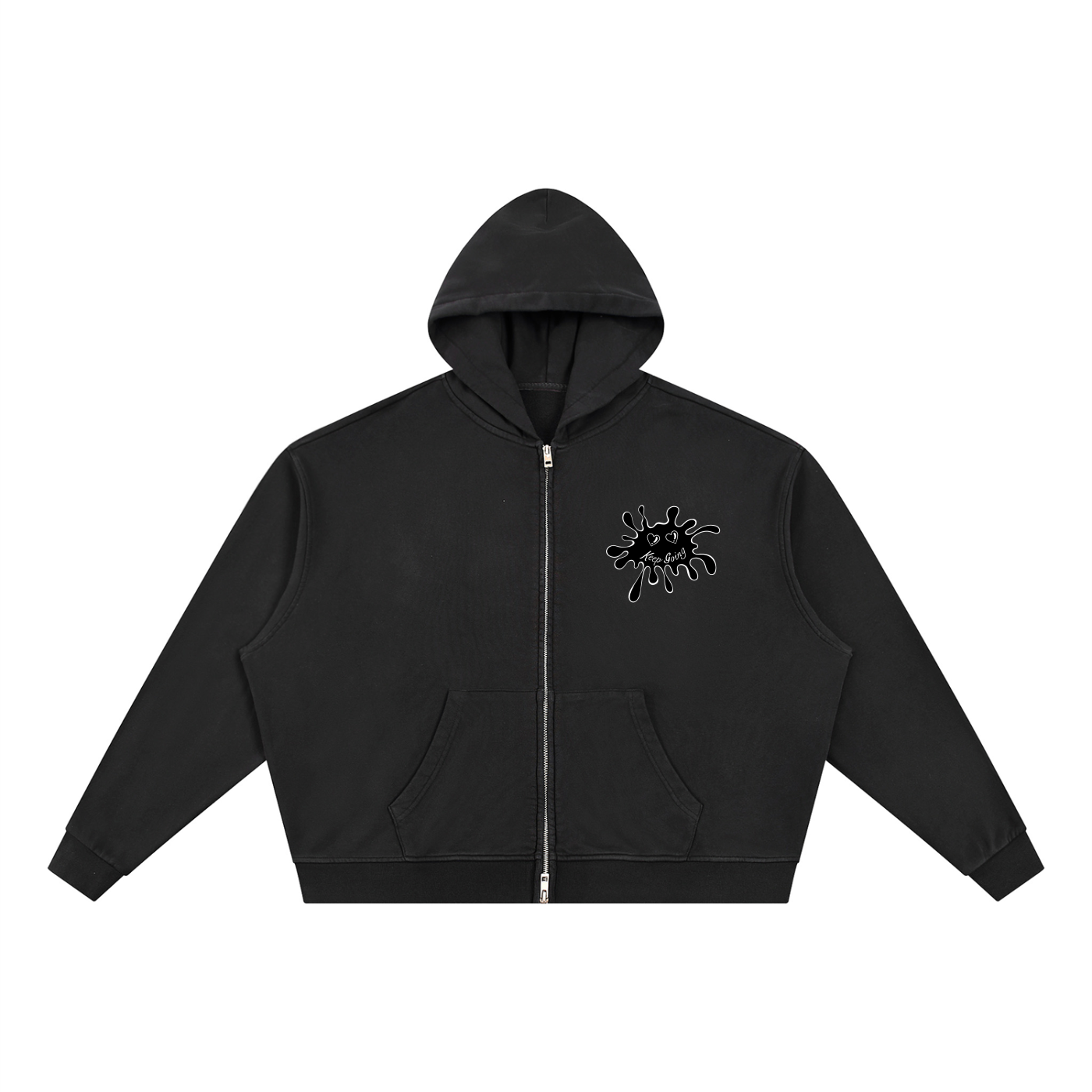 OTM Unisex Vintage Wash Full Zip Boxy Hoodie