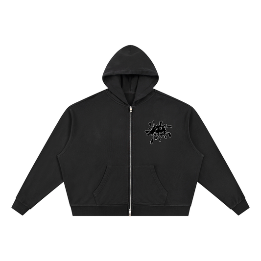 OTM Unisex Vintage Wash Full Zip Boxy Hoodie